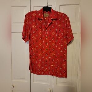 Liz Wear Red Floral Women's Shirt Size Medium EUC